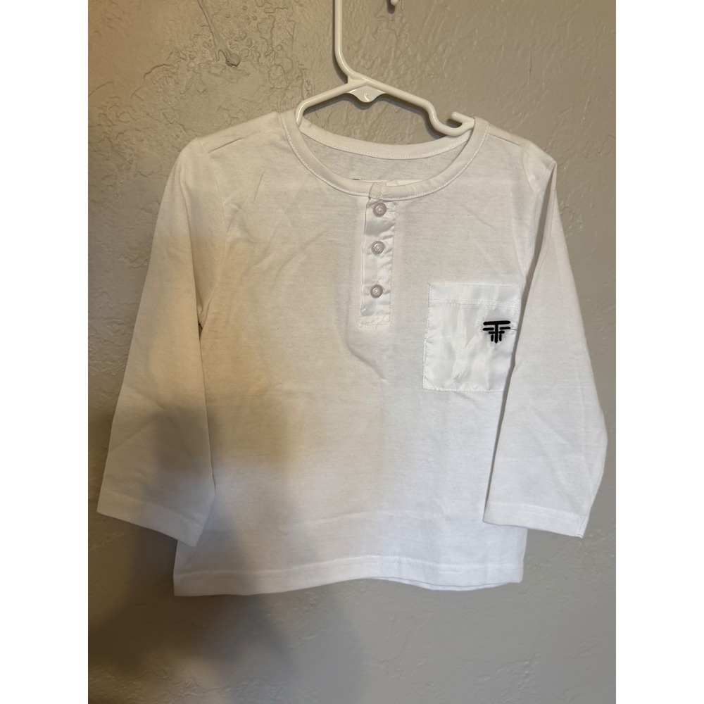 Tahari Boy White Long Sleeve Henley Shirt Toddler Size 3T NWT